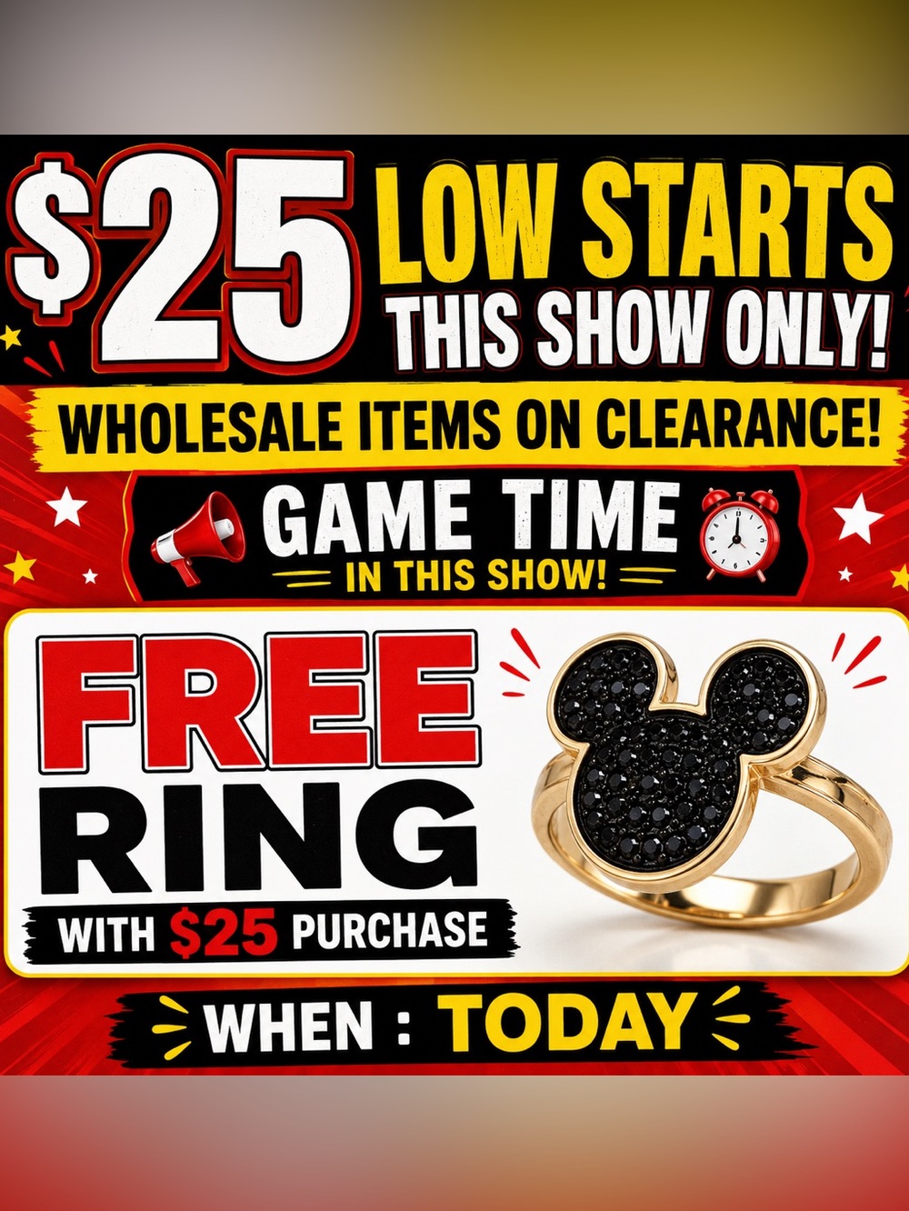 Free Ring Promotion - Black & Gold Mickey Ear Ring